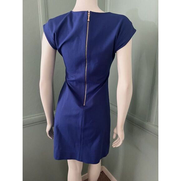 Kate Spade Women 0 Ponte Knit Mini Sheath Dress Blue Stretchy V Neck Cap Sleeves - Picture 6 of 9